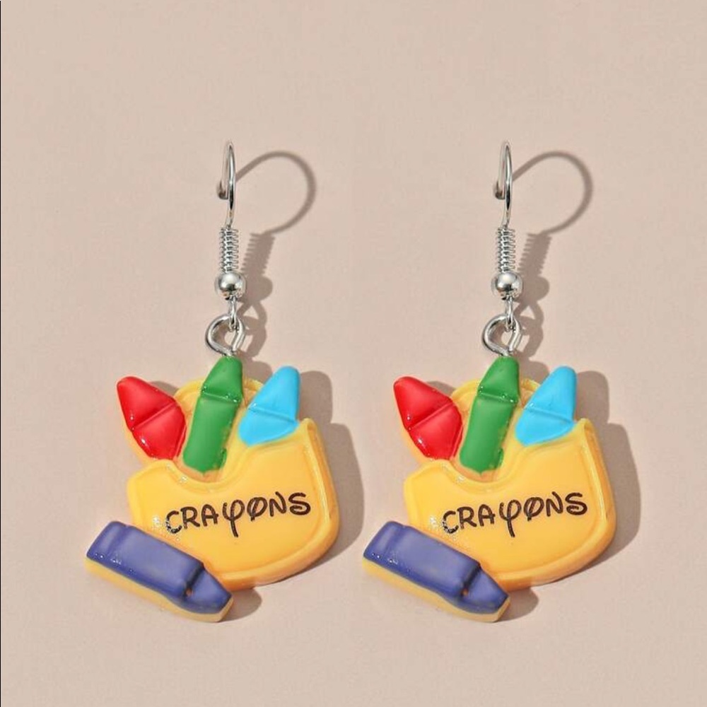 (2)PC CRAYON BOX TEACHER GIFT CUTE EARRINGS